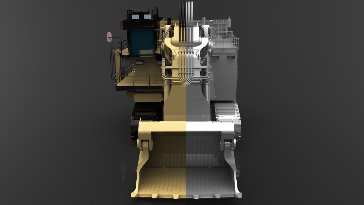 Caterpillar CAT 6021B大型挖掘机造型3D建模图纸 Solidworks设计